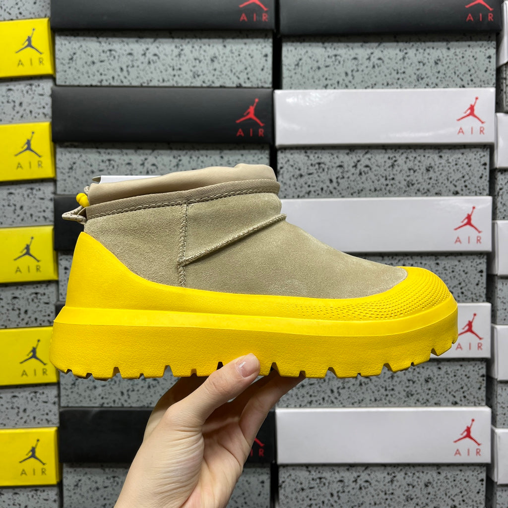 UGG Slip-On Platform Ankle Boots in Sand & Yellow