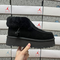 UGG Fluffy-Collar Zip-Front Platform Ankle Boots in Black