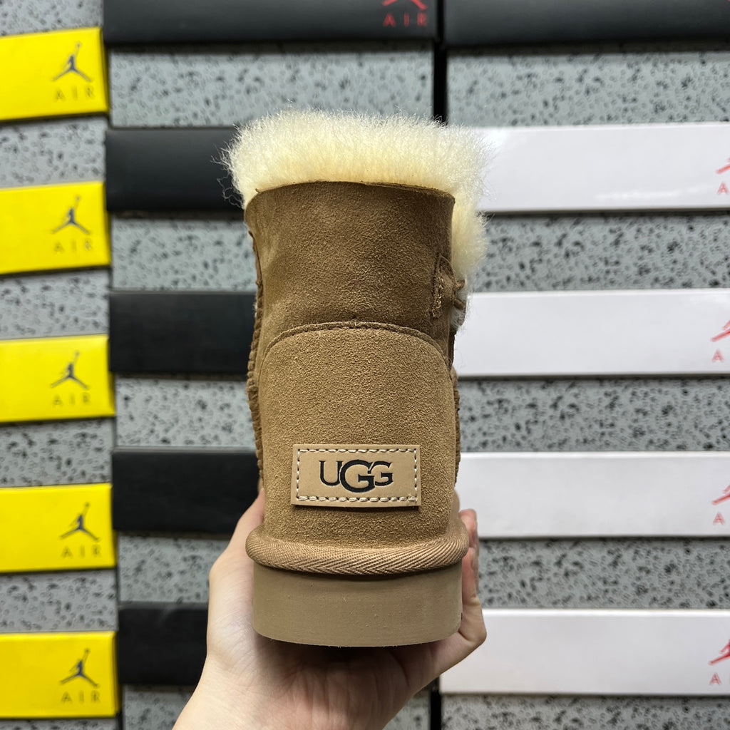 UGG Mini Button Ankle Boots in Chestnut