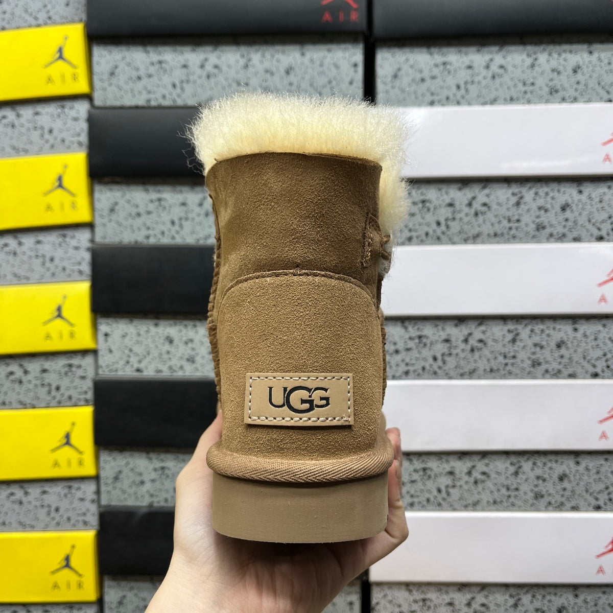 UGG Mini Button Ankle Boots in Chestnut
