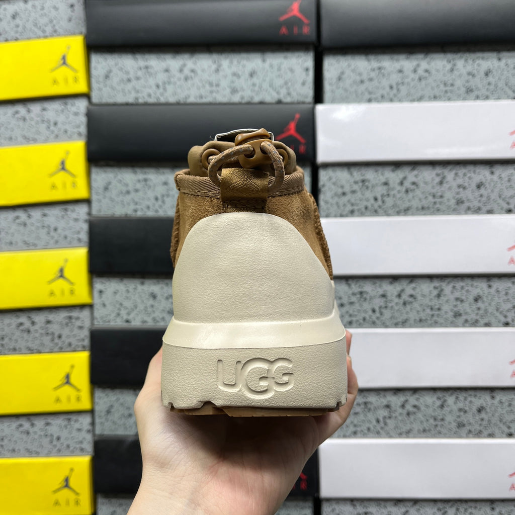 UGG Slip-On Platform Ankle Boots in Chestnut & Cream