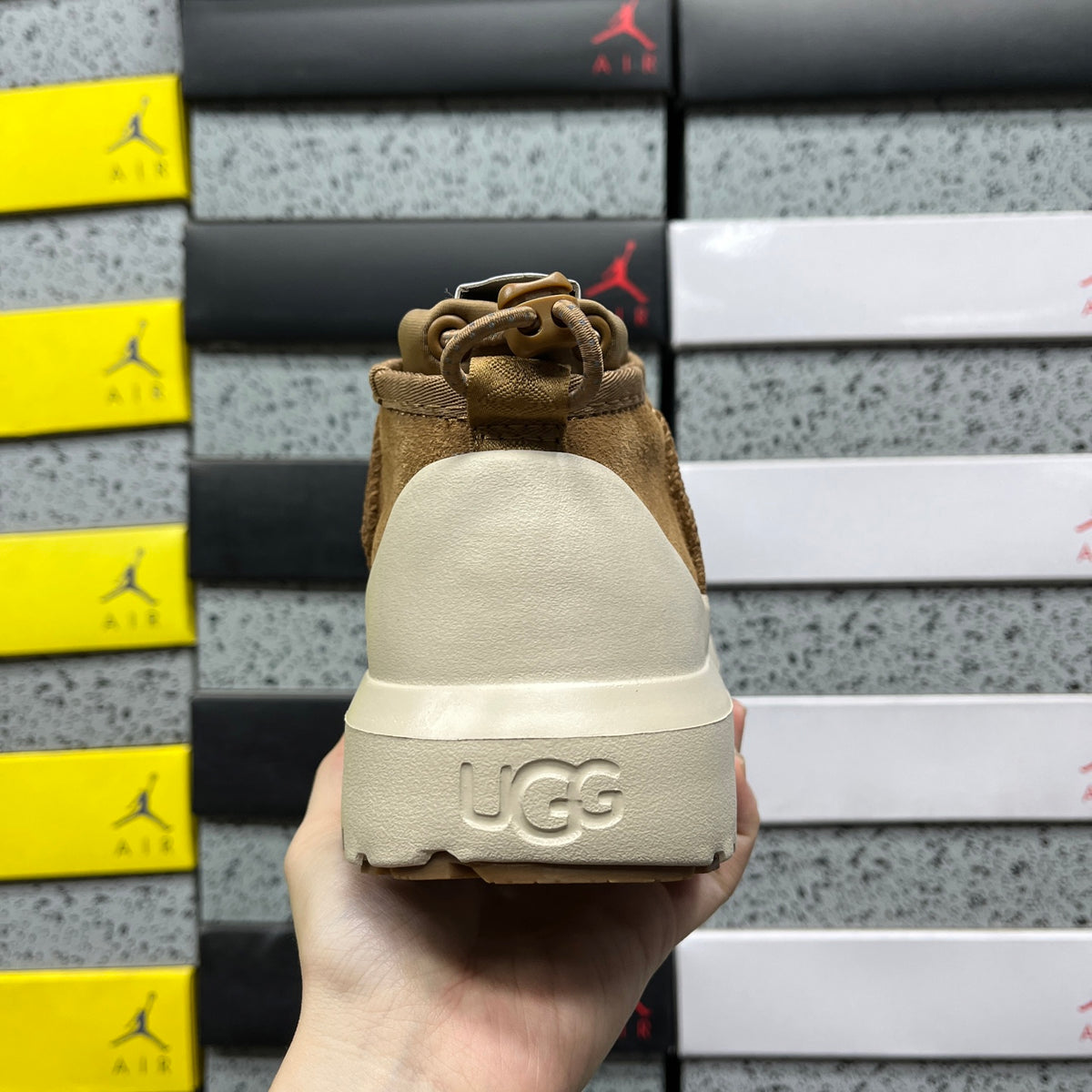 UGG Slip-On Platform Ankle Boots in Chestnut & Cream