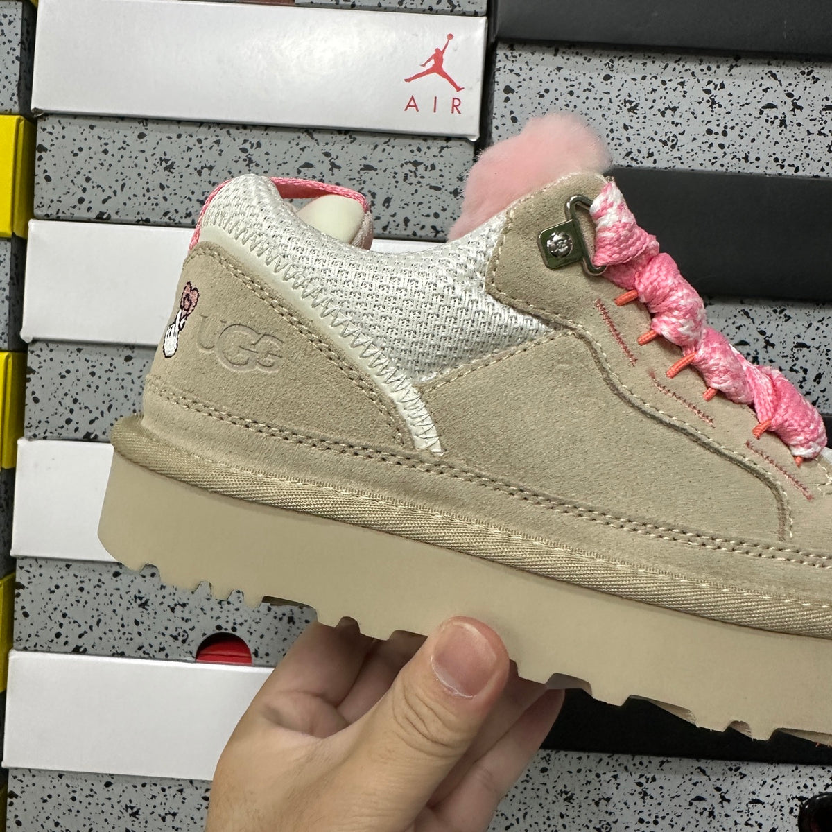 UGG Low-Top Platform Sneakers in White & Pink