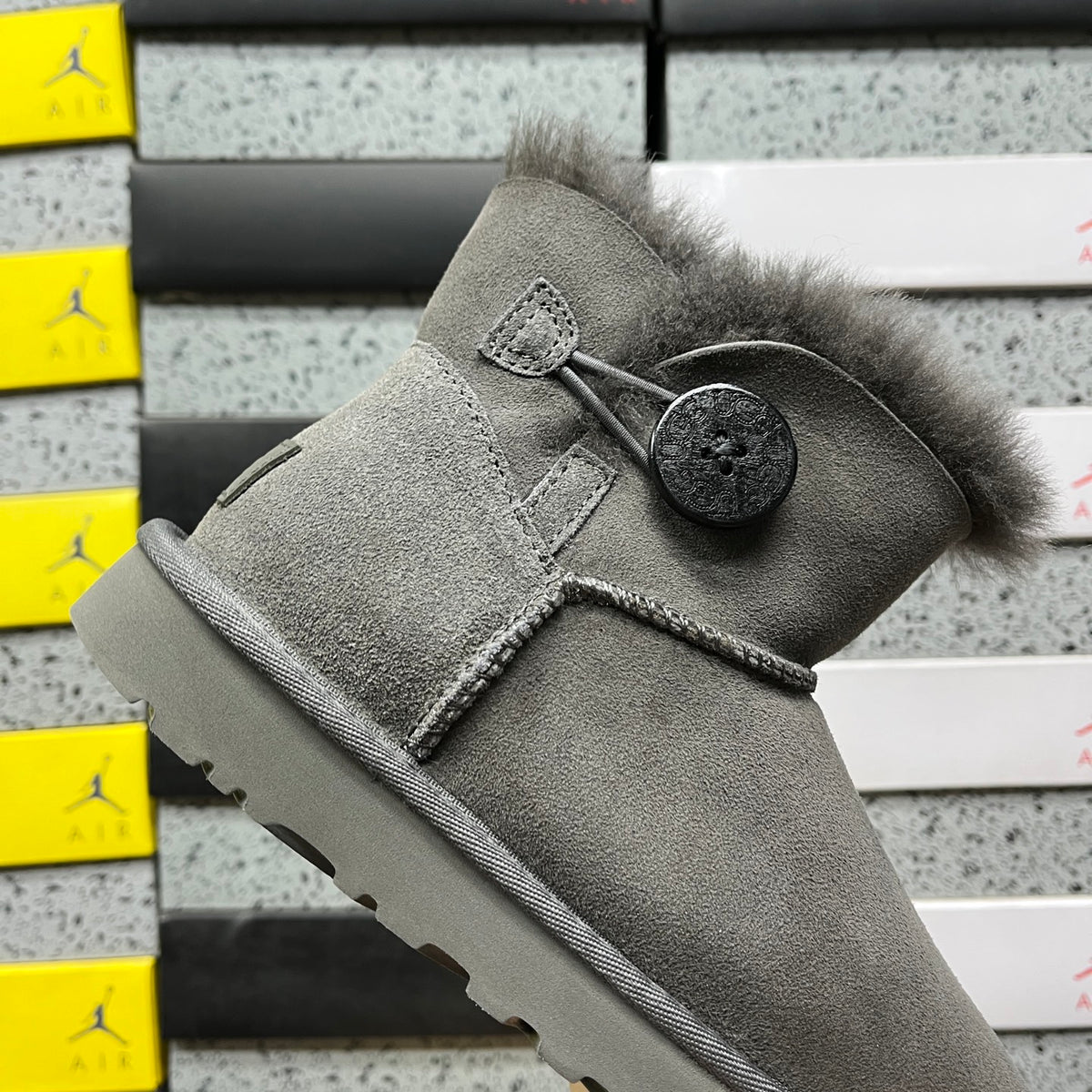 UGG Mini Button Ankle Boots in Grey