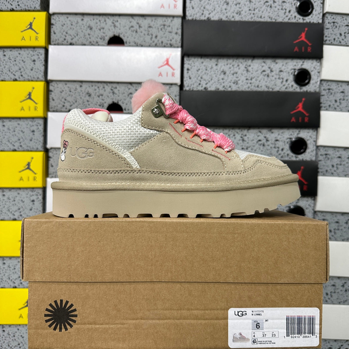 UGG Low-Top Platform Sneakers in White & Pink