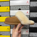 UGG Fluffy-Collar Mule Slippers in Chestnut