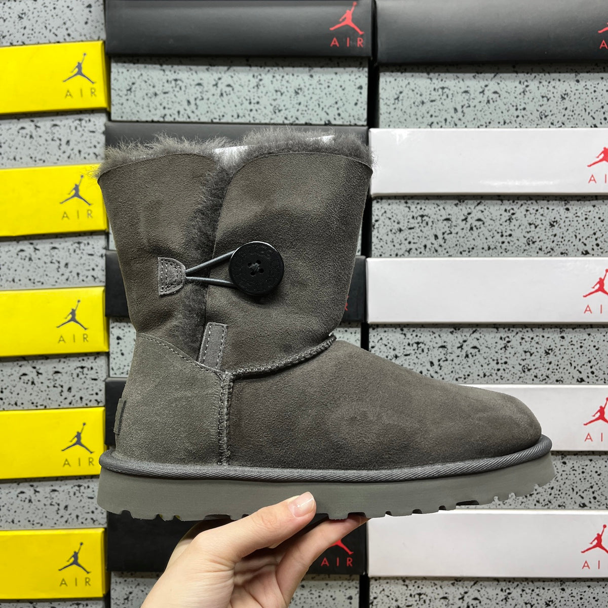 UGG Mid-Calf Button Boots in Grey