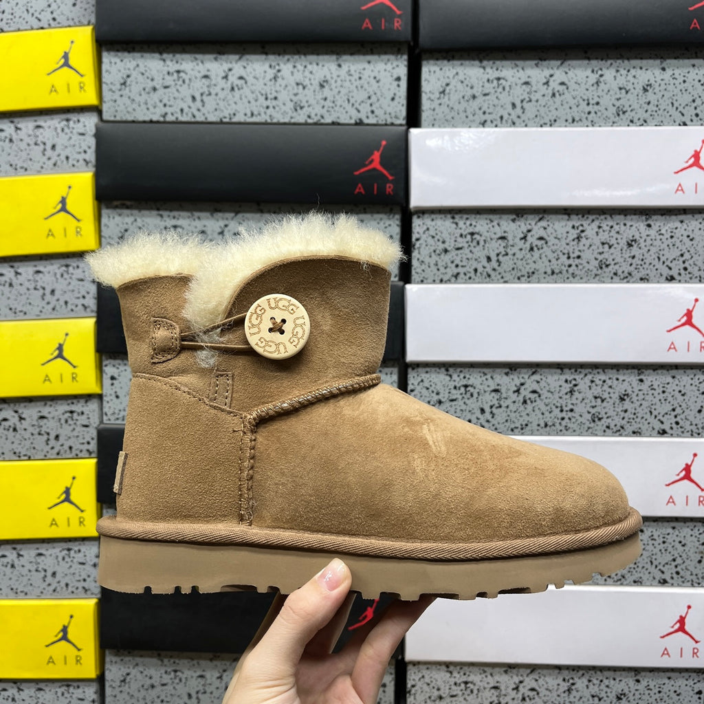 UGG Mini Button Ankle Boots in Chestnut