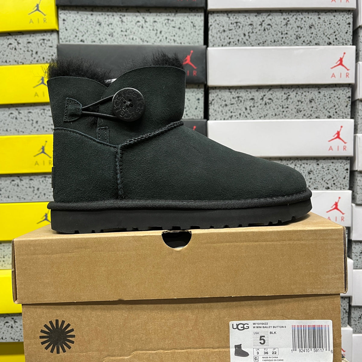 UGG Mini Button Ankle Boots in Black