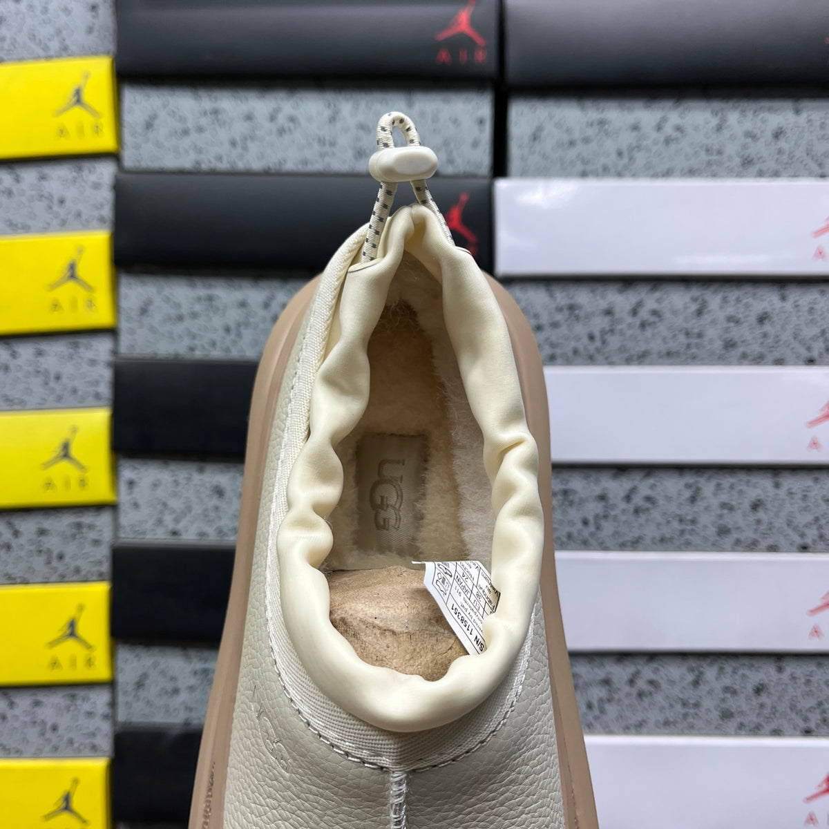 UGG Platform Slip-On Shoes in White & Tan