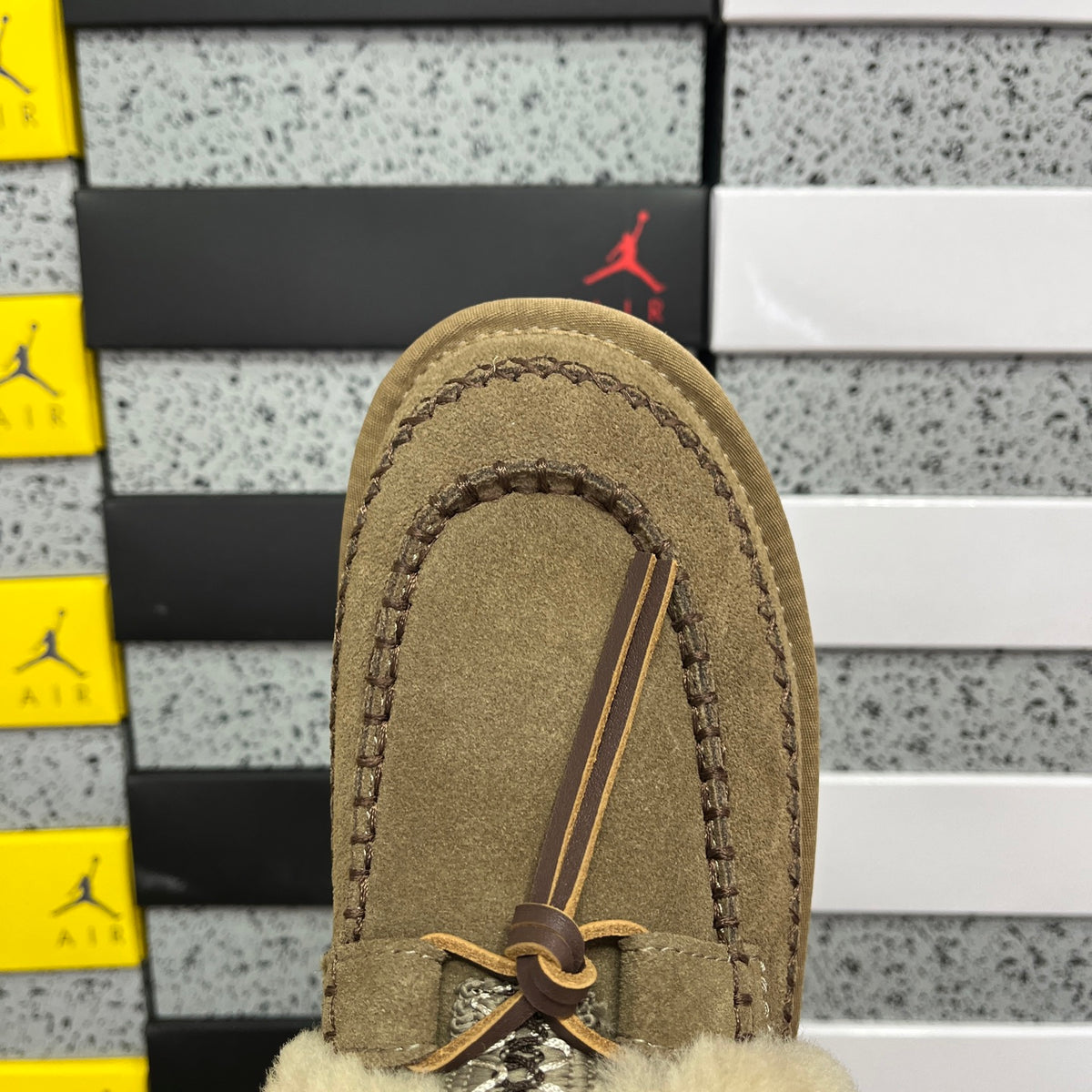 UGG Fluffy-Collar Platform Mule Slippers in Walnut