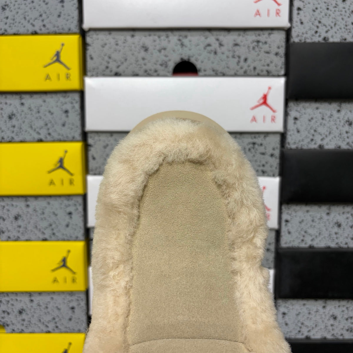 UGG Fluffy-Trim Platform Ankle Boots in Sand