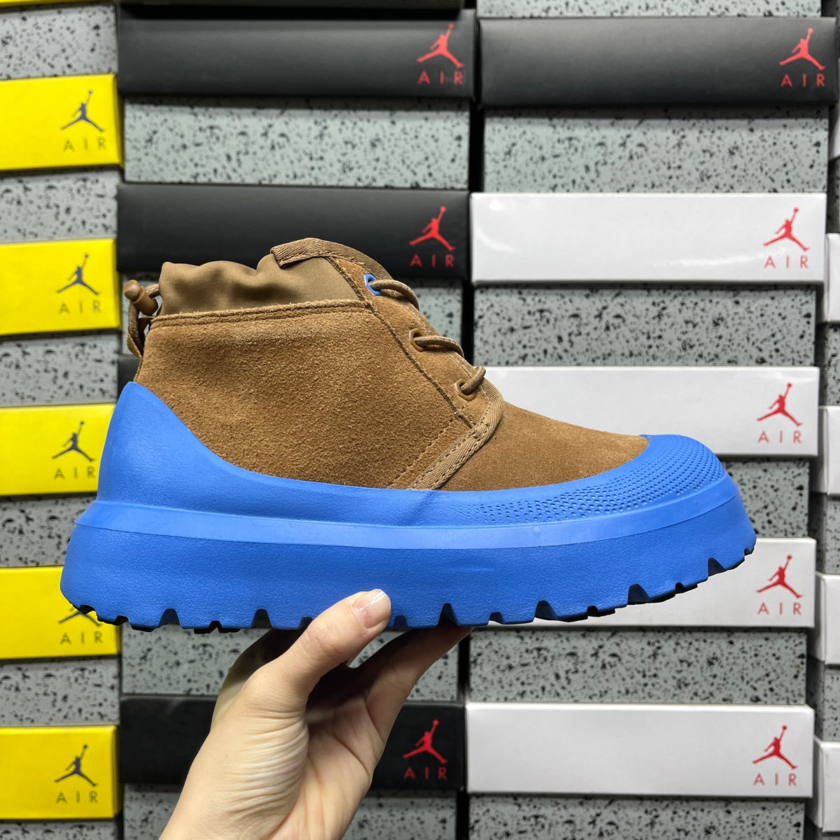 UGG Lace-Up Platform Ankle Boots in Chestnut & Blue