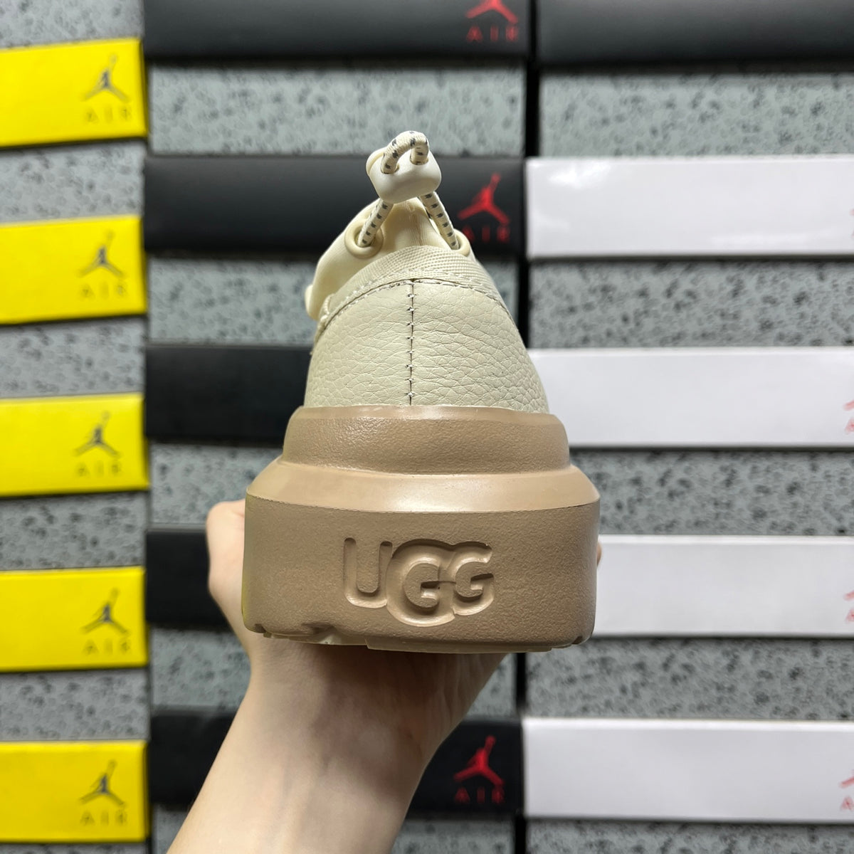 UGG Platform Slip-On Shoes in White & Tan
