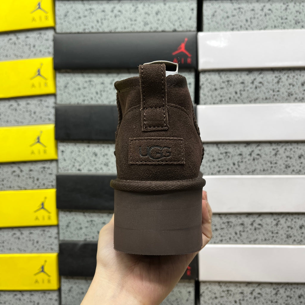 UGG Mini Platform Ankle Boots in Chocolate Brown