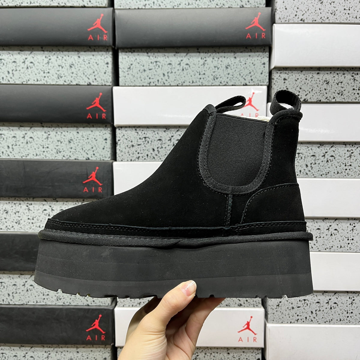 UGG Platform Chelsea Ankle Boots in Black