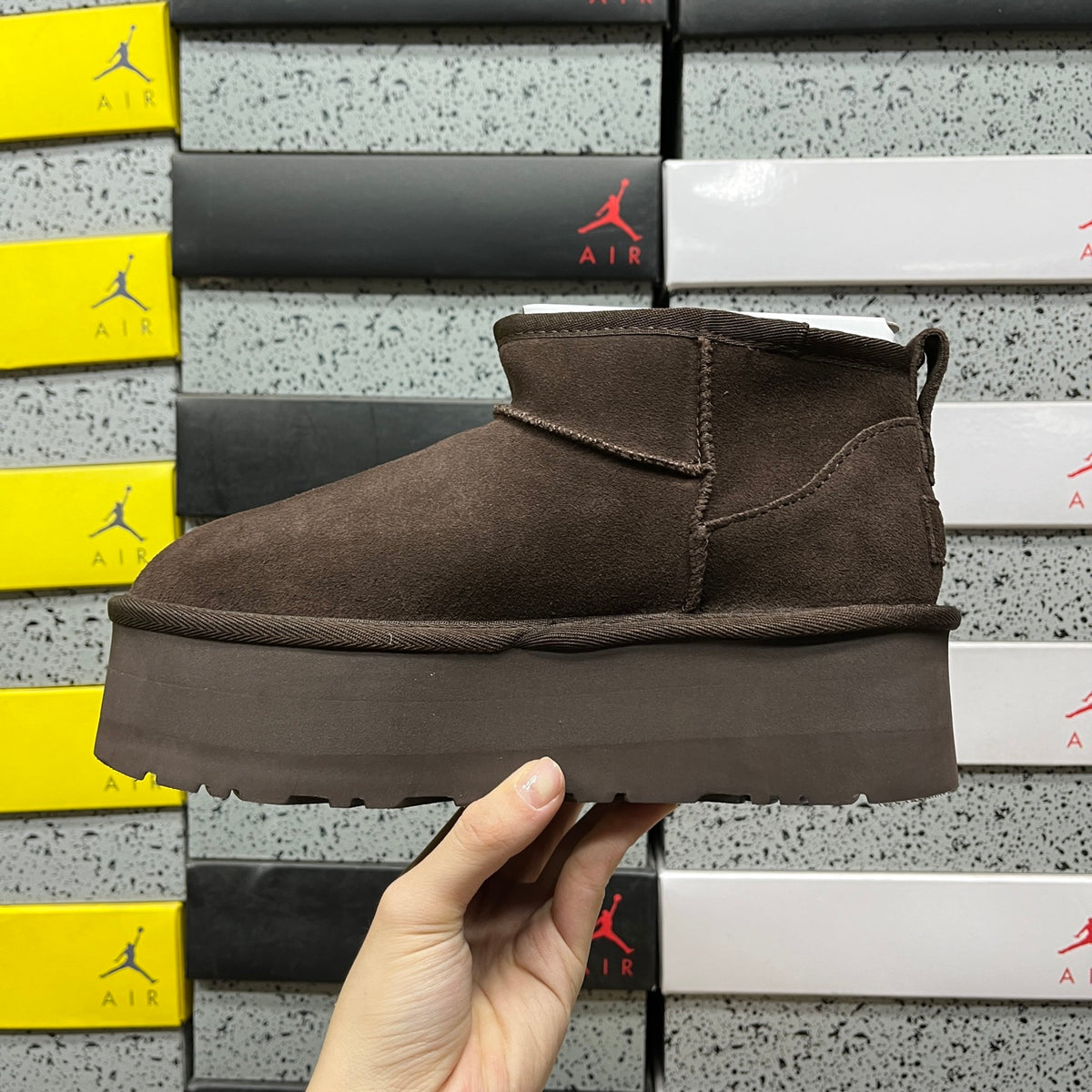 UGG Mini Platform Ankle Boots in Chocolate Brown