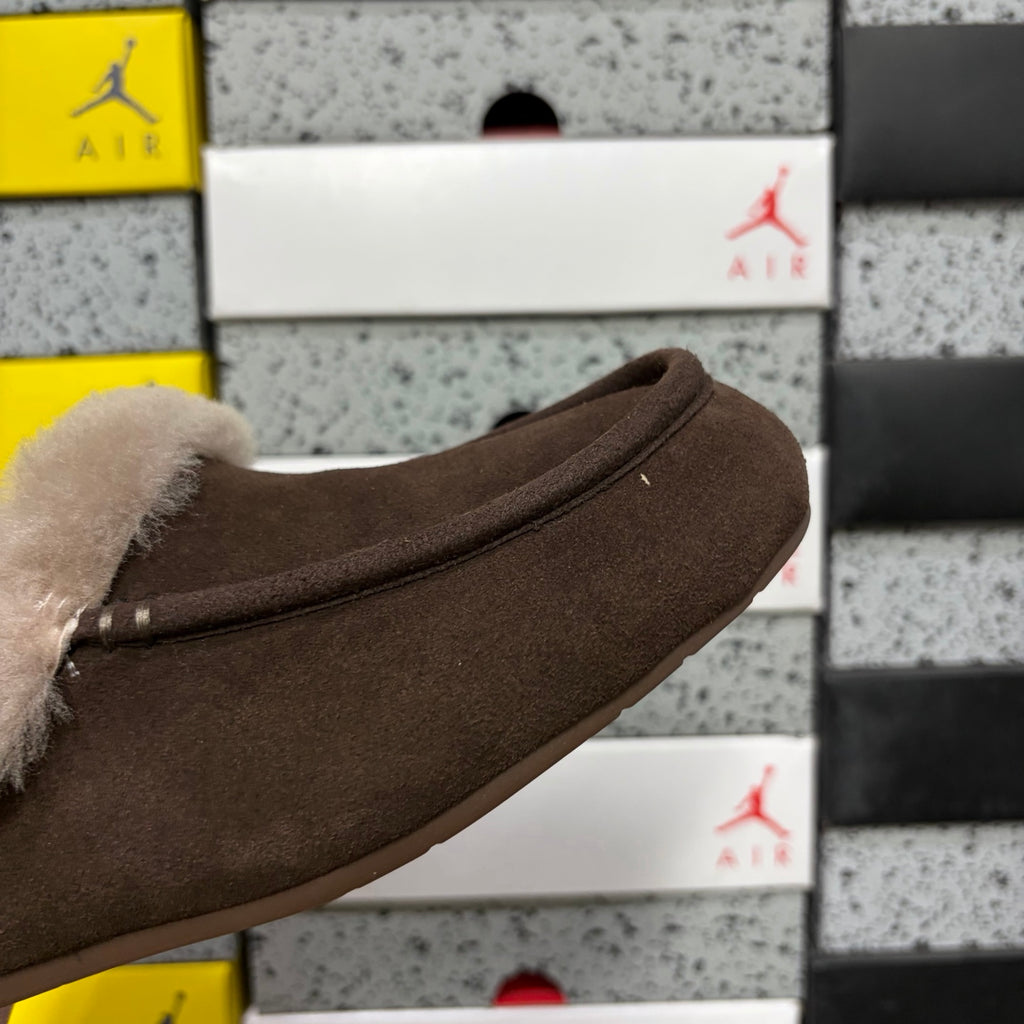 UGG Fluffy-Collar Moccasin Slippers in Cocoa Brown
