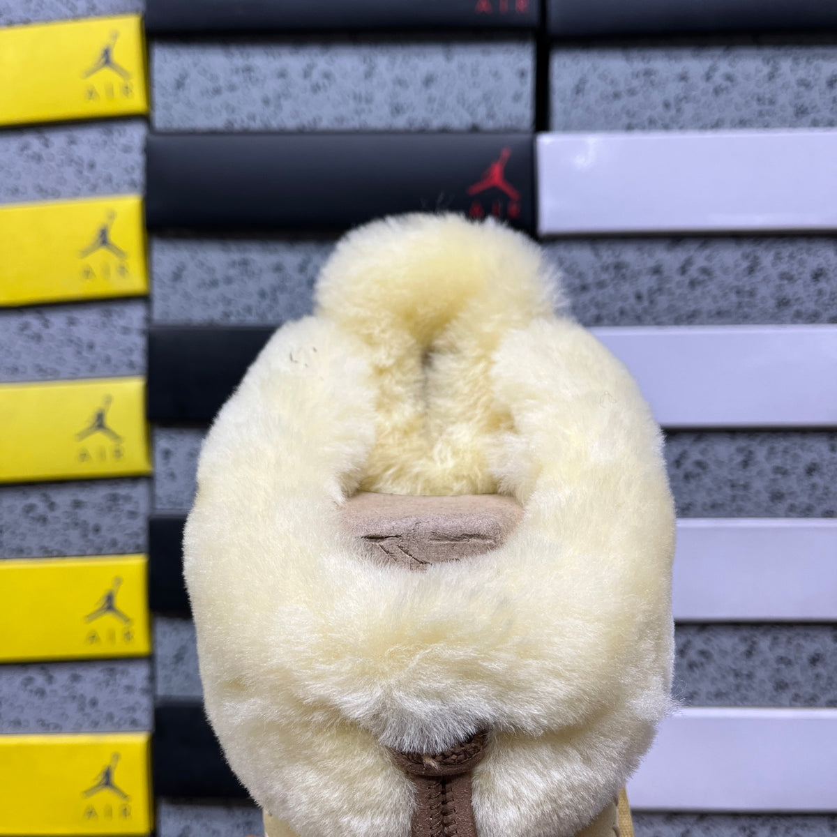 UGG Fluffy-Collar Slippers in Soft Yellow