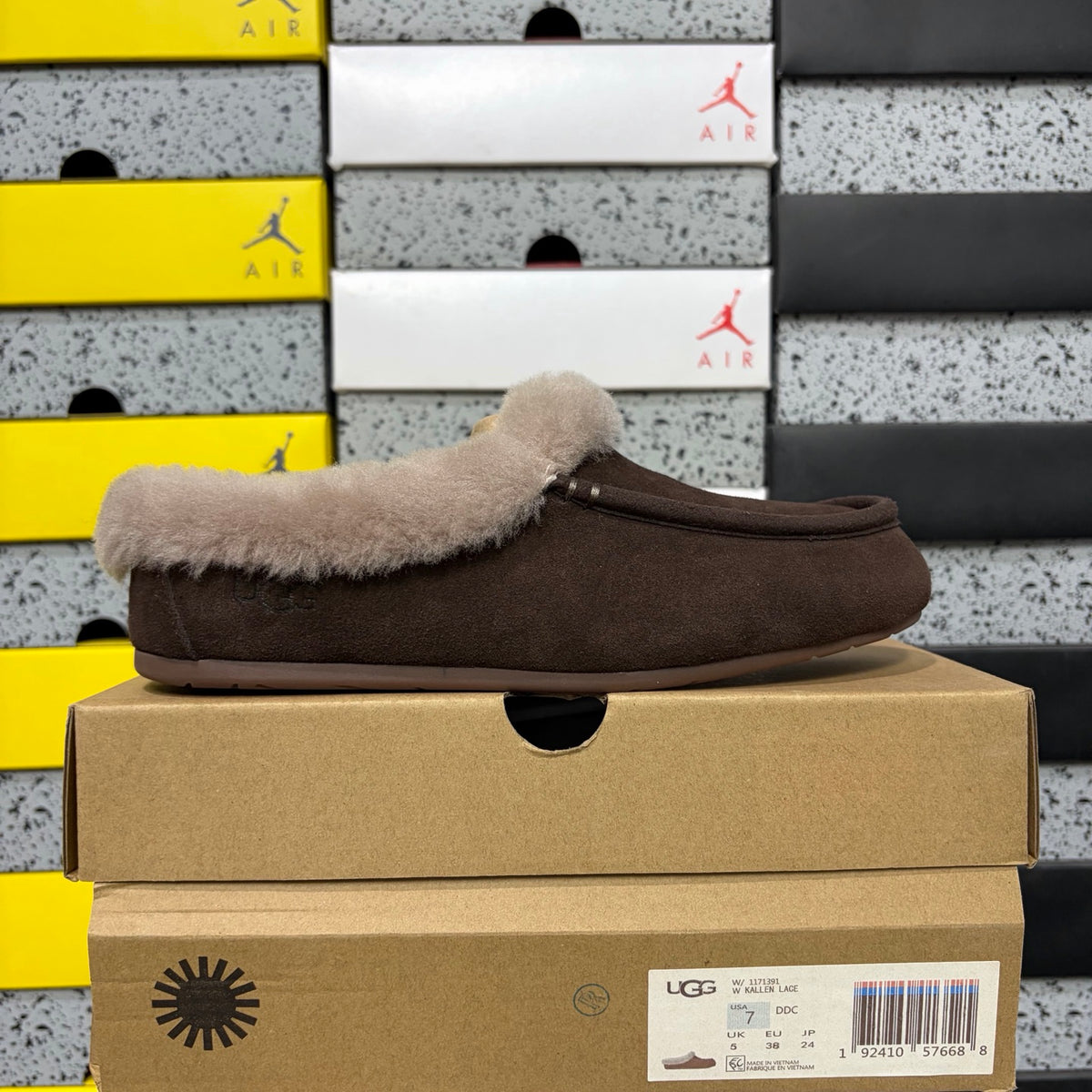 UGG Fluffy-Collar Moccasin Slippers in Cocoa Brown