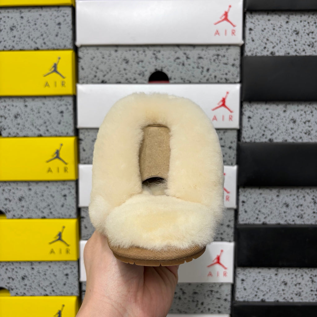 UGG Fluffy-Collar Mule Slippers in Chestnut