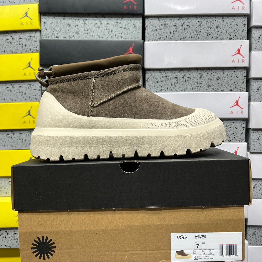 UGG Slip-On Platform Ankle Boots in Olive & Cream