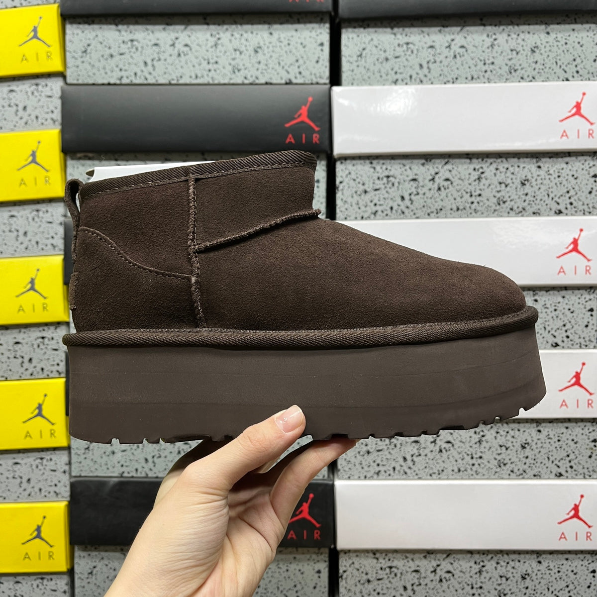 UGG Mini Platform Ankle Boots in Chocolate Brown