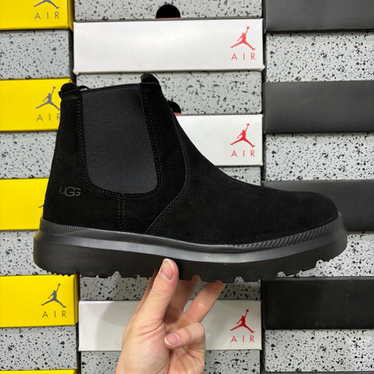UGG Lug-Sole Chelsea Ankle Boots in Black