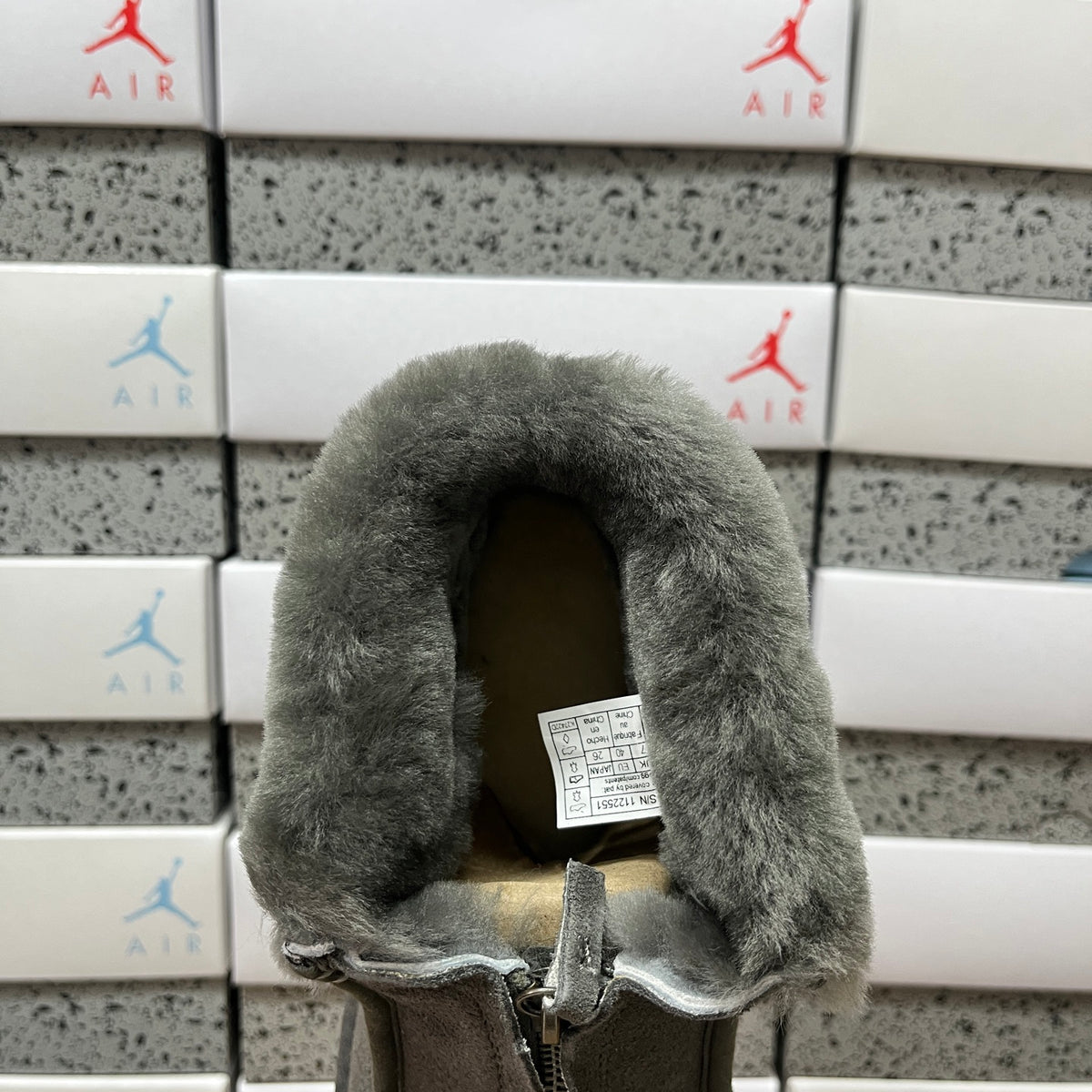UGG Fluffy-Collar Zip-Front Platform Ankle Boots in Grey