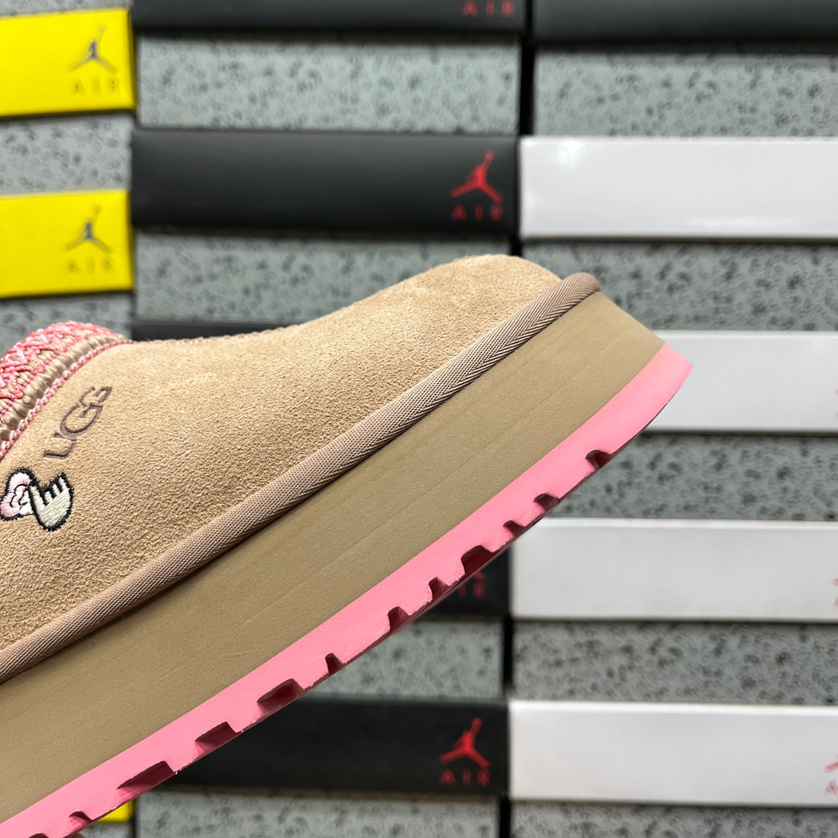 UGG Platform Slip-On Shoes in Tan & Pink