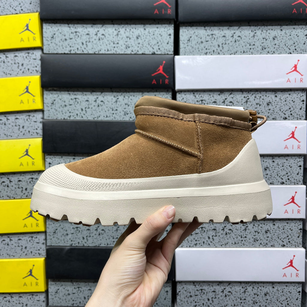 UGG Slip-On Platform Ankle Boots in Chestnut & Cream