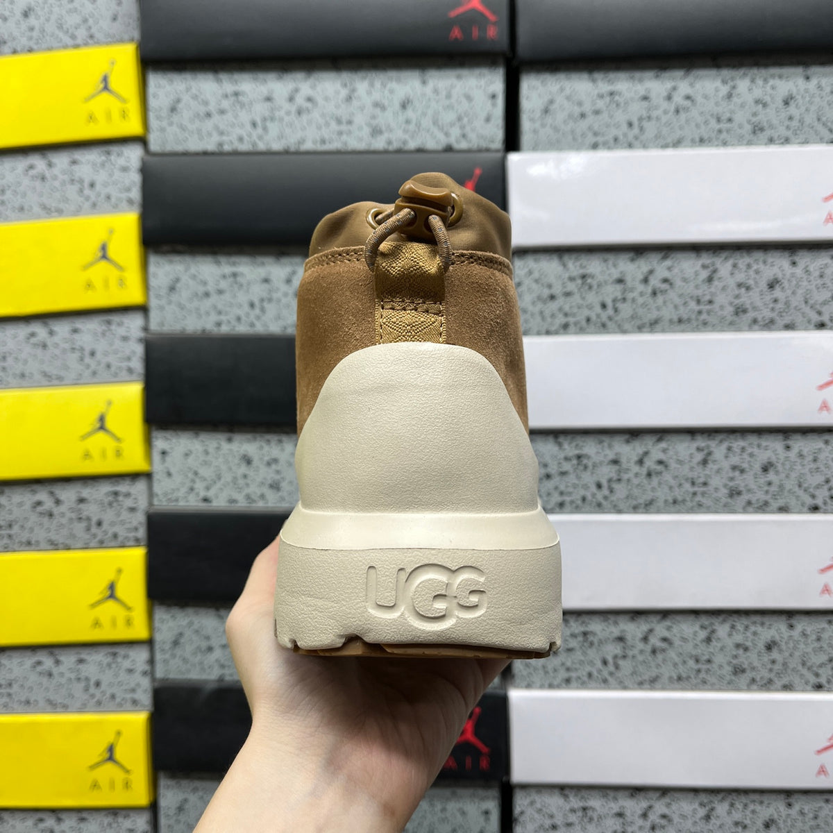 UGG Lace-Up Platform Ankle Boots in Chestnut & Cream