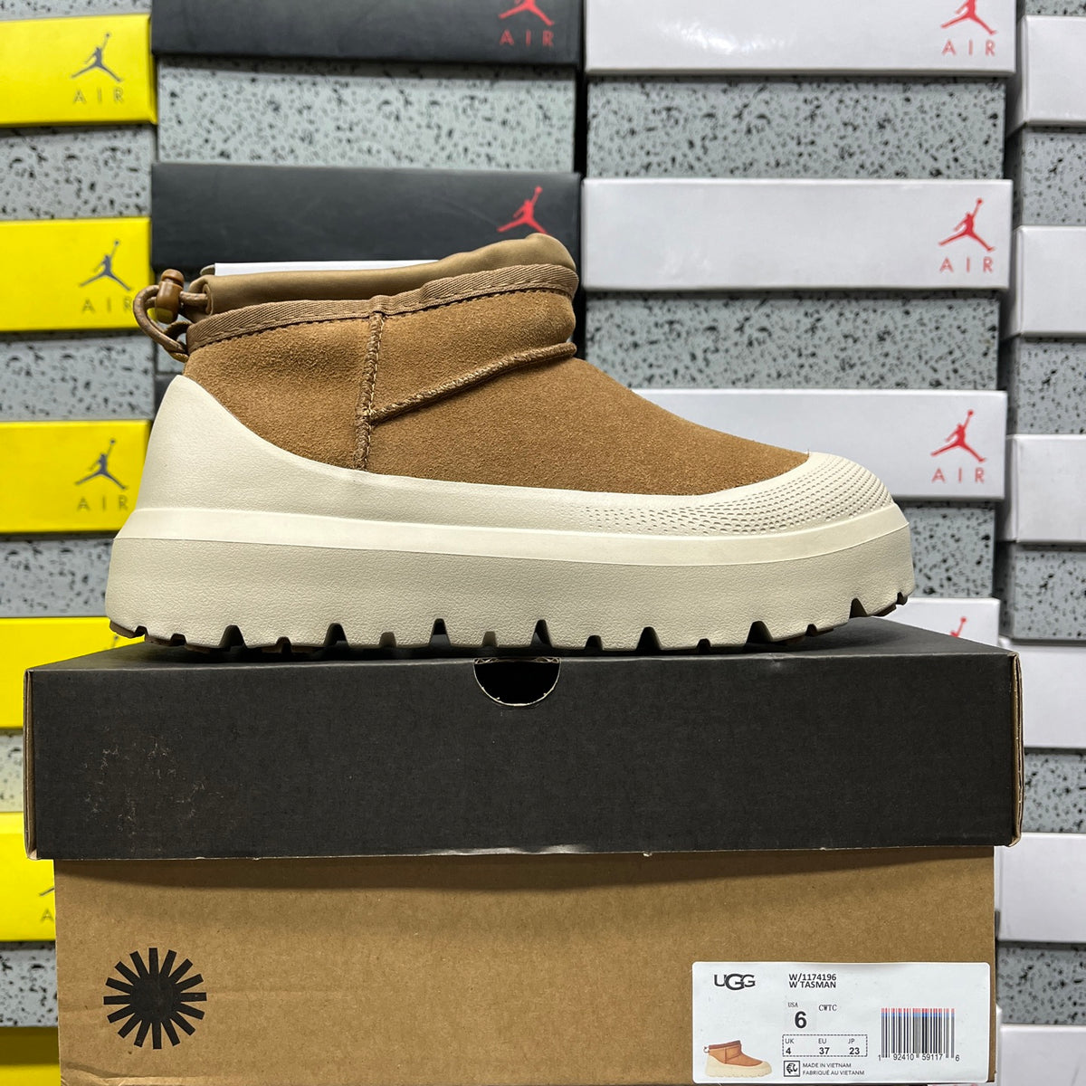 UGG Slip-On Platform Ankle Boots in Chestnut & Cream