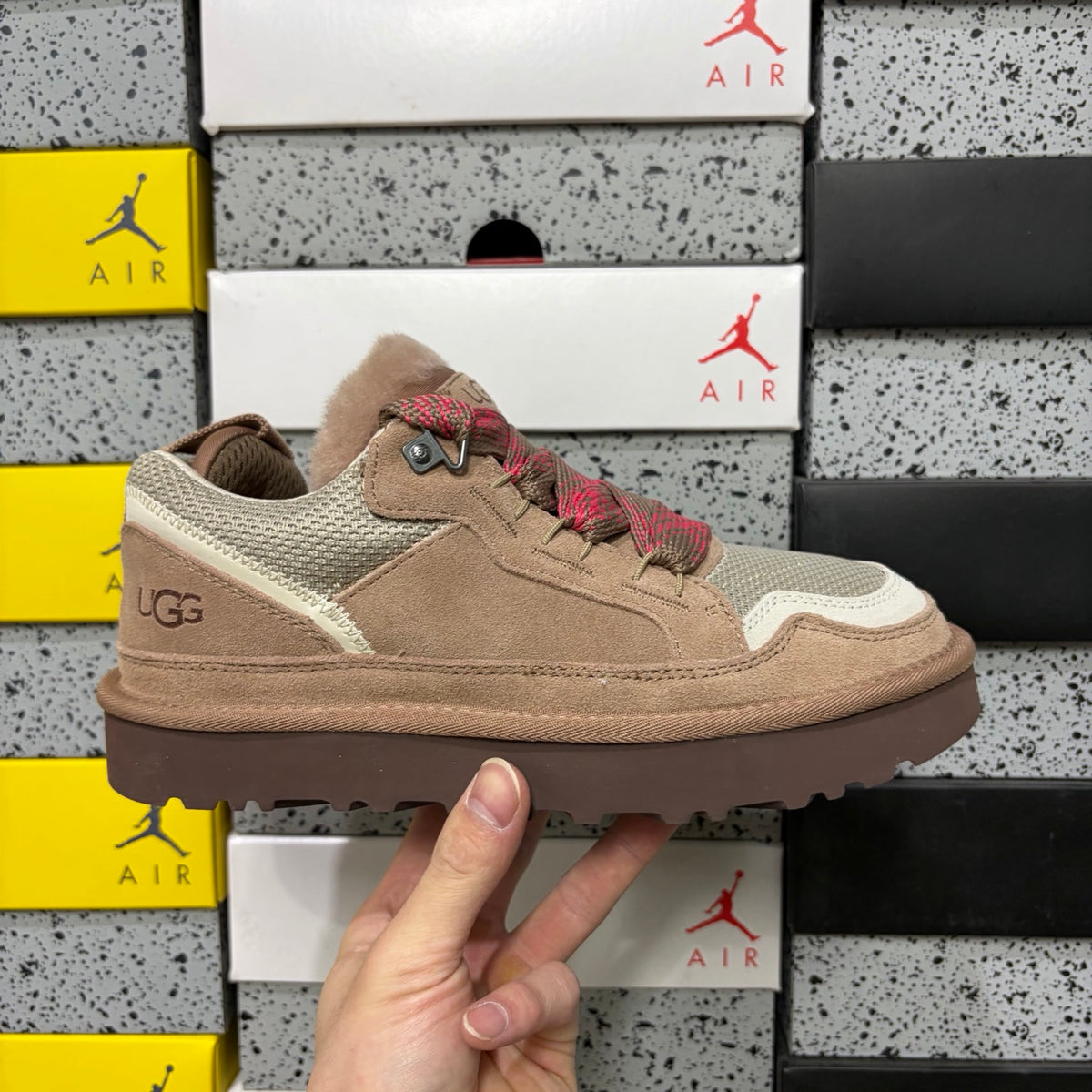 UGG Low-Top Platform Sneakers in Light Brown & Cream