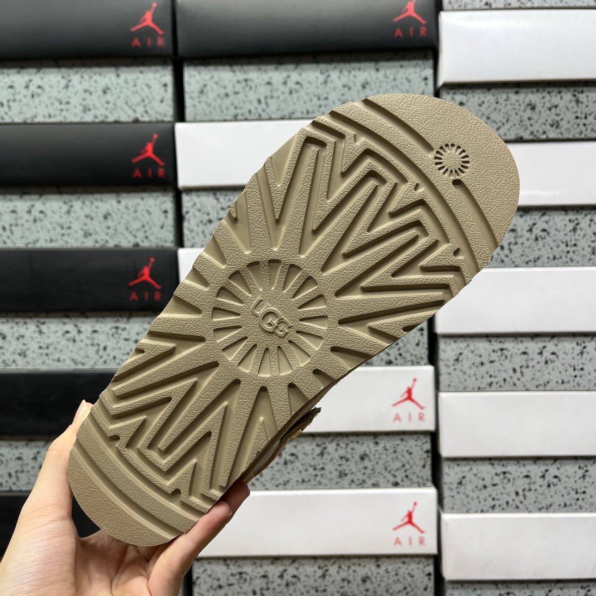UGG Fleece-Lined Buckle-Strap Clogs in Sand