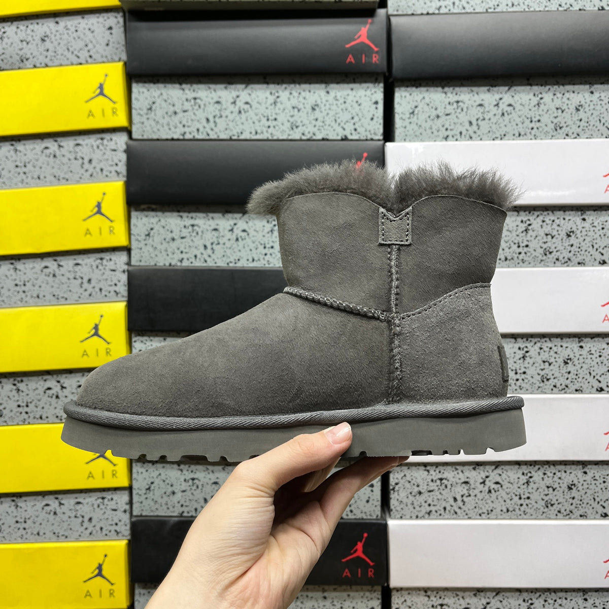 UGG Mini Button Ankle Boots in Grey
