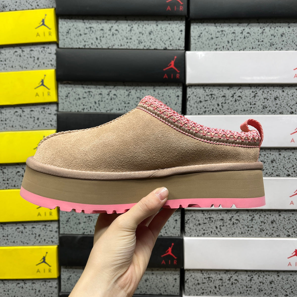 UGG Platform Slip-On Shoes in Tan & Pink