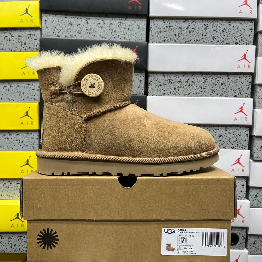 UGG Mini Button Ankle Boots in Chestnut