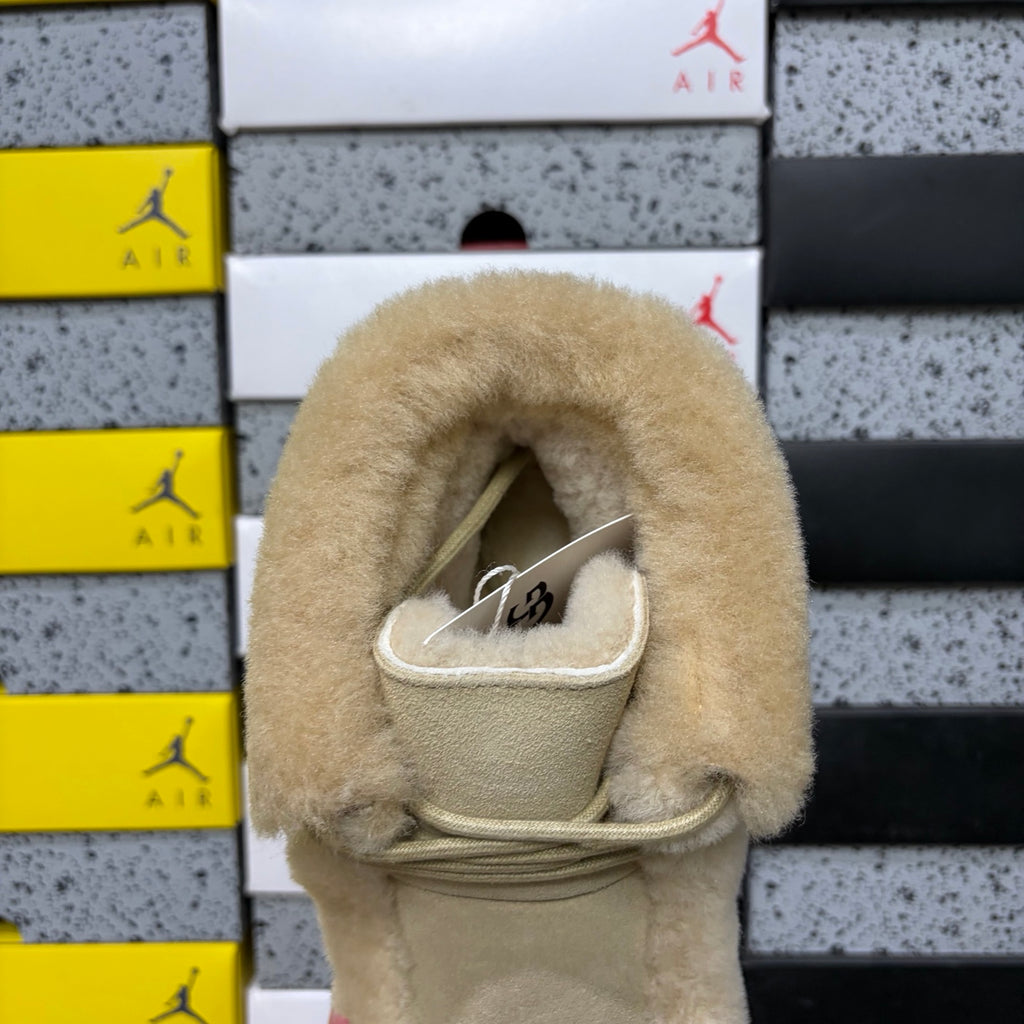 UGG Fluffy-Trim Platform Ankle Boots in Sand