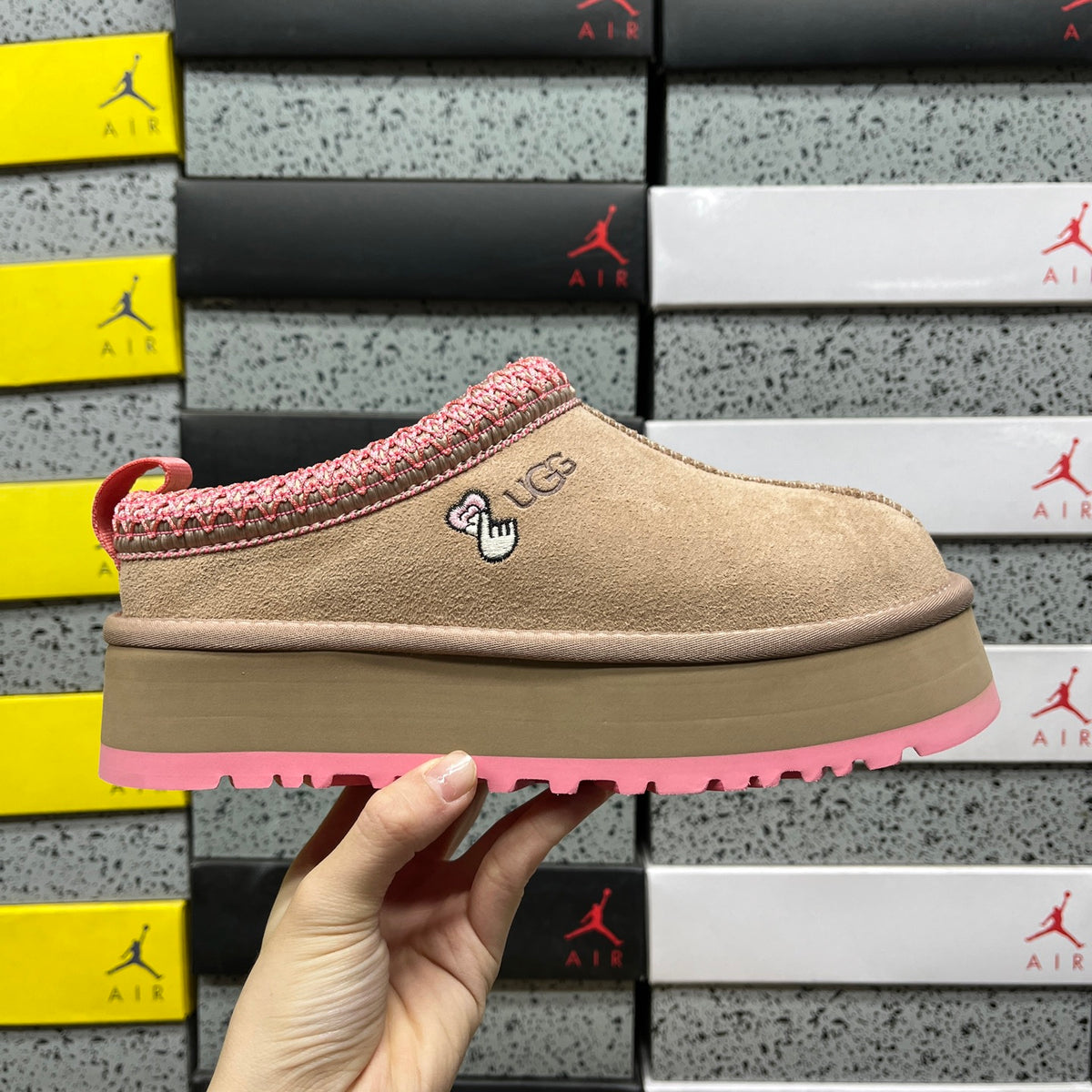 UGG Platform Slip-On Shoes in Tan & Pink