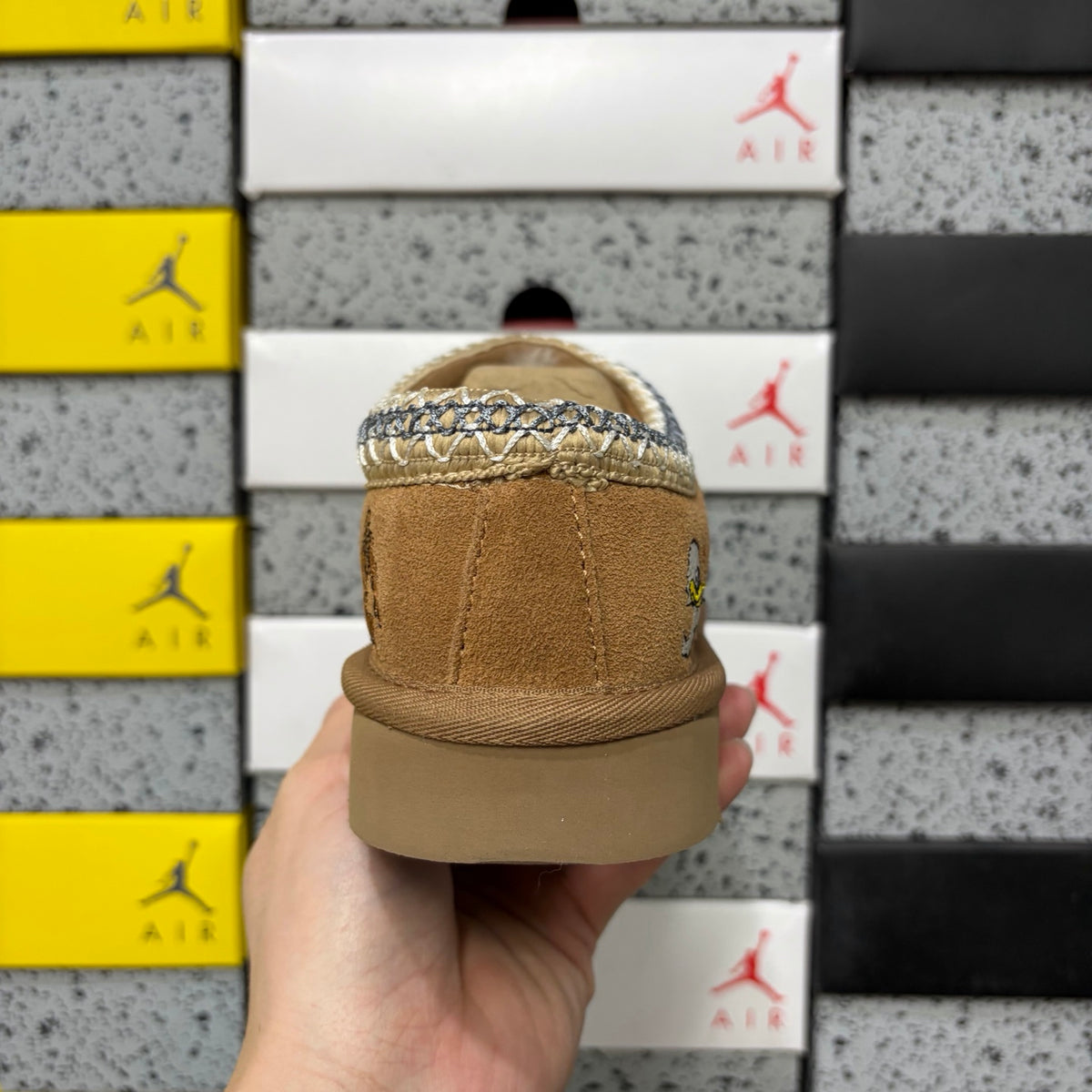 UGG Cartoon-Embroidered Slip-On Shoes in Chestnut
