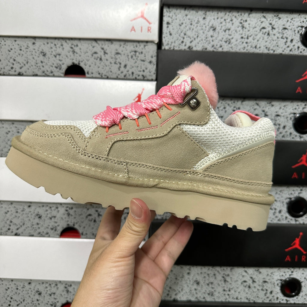 UGG Low-Top Platform Sneakers in White & Pink