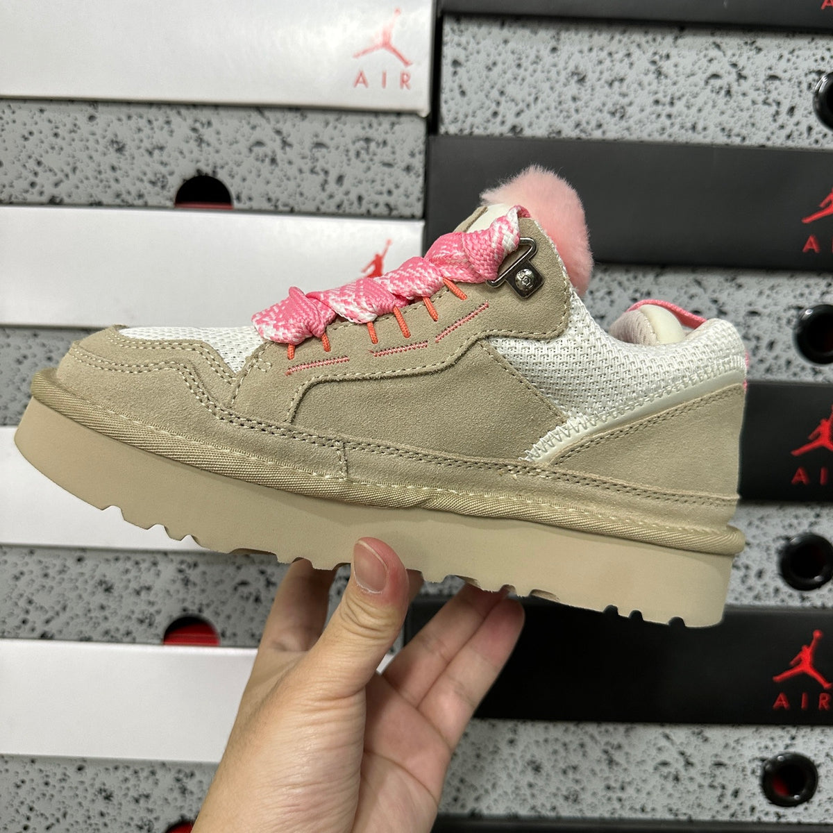 UGG Low-Top Platform Sneakers in White & Pink
