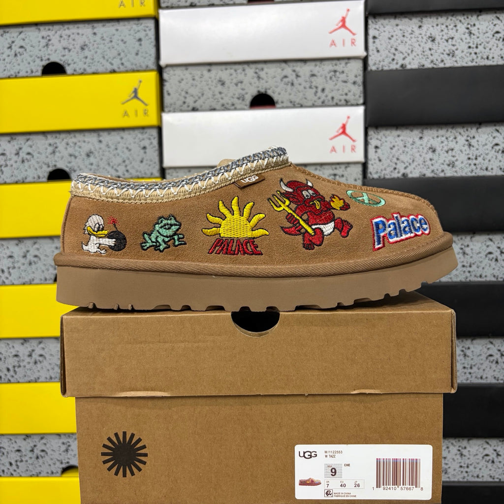 UGG Cartoon-Embroidered Slip-On Shoes in Chestnut