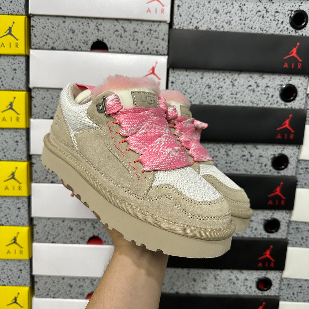 UGG Low-Top Platform Sneakers in White & Pink