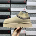 UGG Knit-Collar Platform Ankle Boots in Mustard Seed