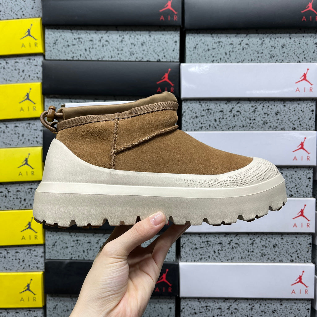 UGG Slip-On Platform Ankle Boots in Chestnut & Cream