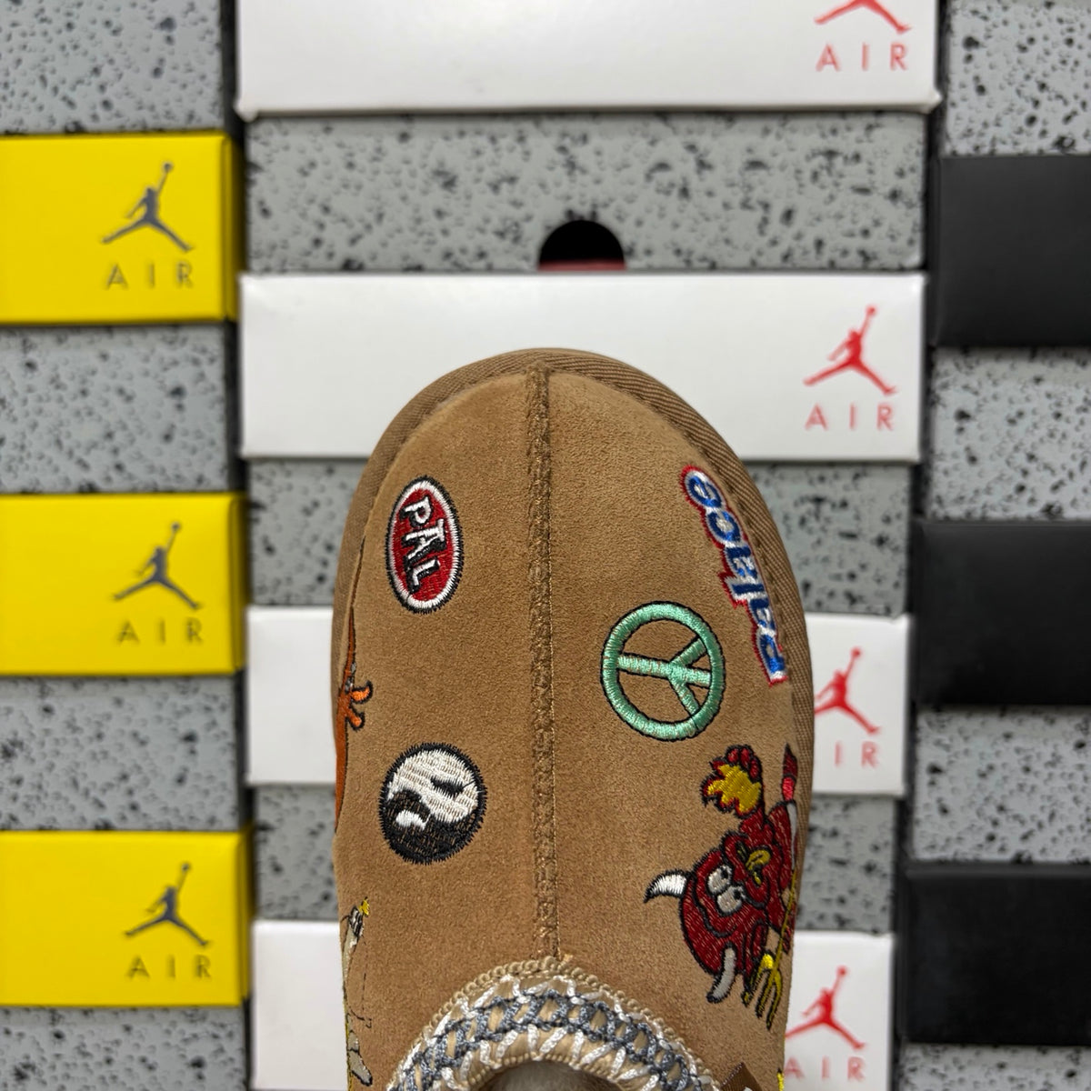 UGG Cartoon-Embroidered Slip-On Shoes in Chestnut