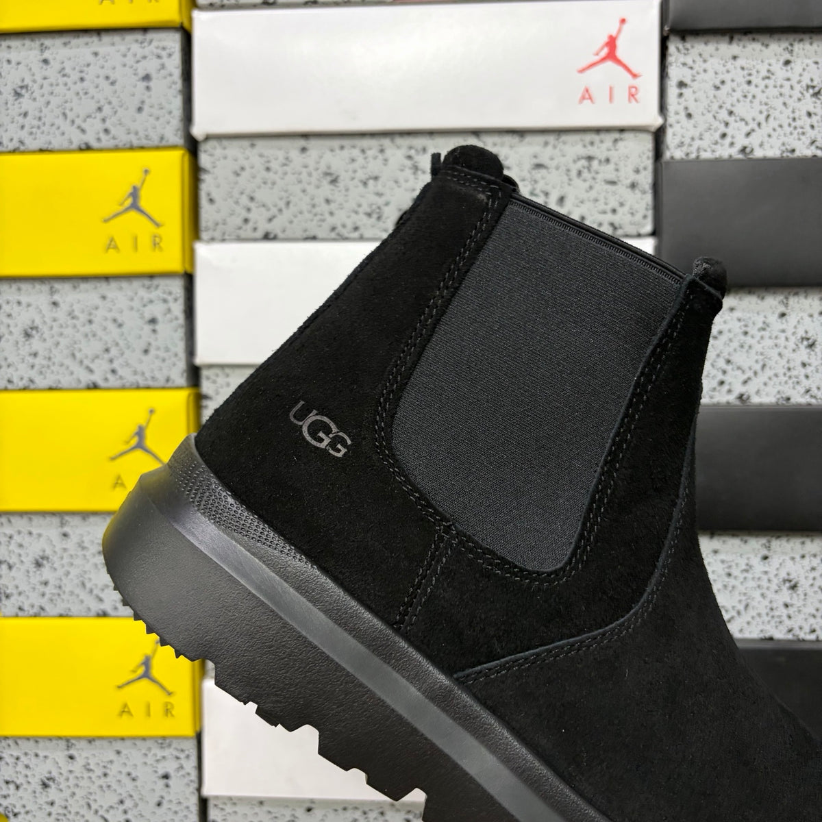 UGG Lug-Sole Chelsea Ankle Boots in Black