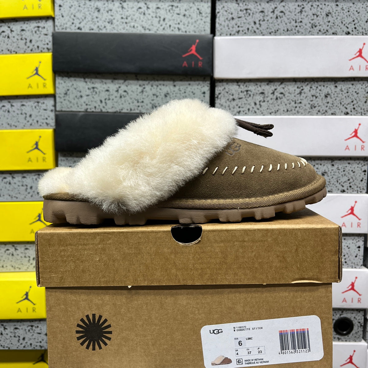 UGG Fluffy-Collar Slippers in Light Bronze